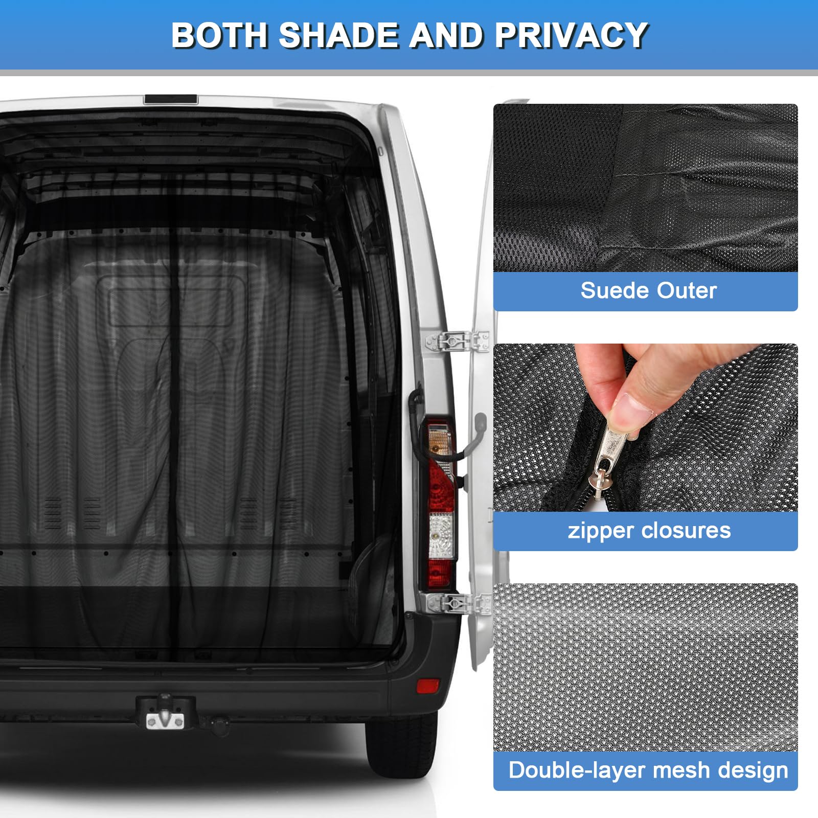 ZWPARTS Mosquitera Magnética Personalizada para VW T6 para Puerta Trasera, Mosquitera para Furgoneta para Puerta Trasera, Mosquitera con Cremallera en Puerta Central