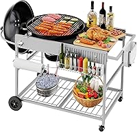Vista 1 de JY QAQA Mesa de parrilla para Weber 22" y 18" Original Kettle, carrito de soporte para Jumbo Joe, Master-Touch, parrillas de carbón Performer