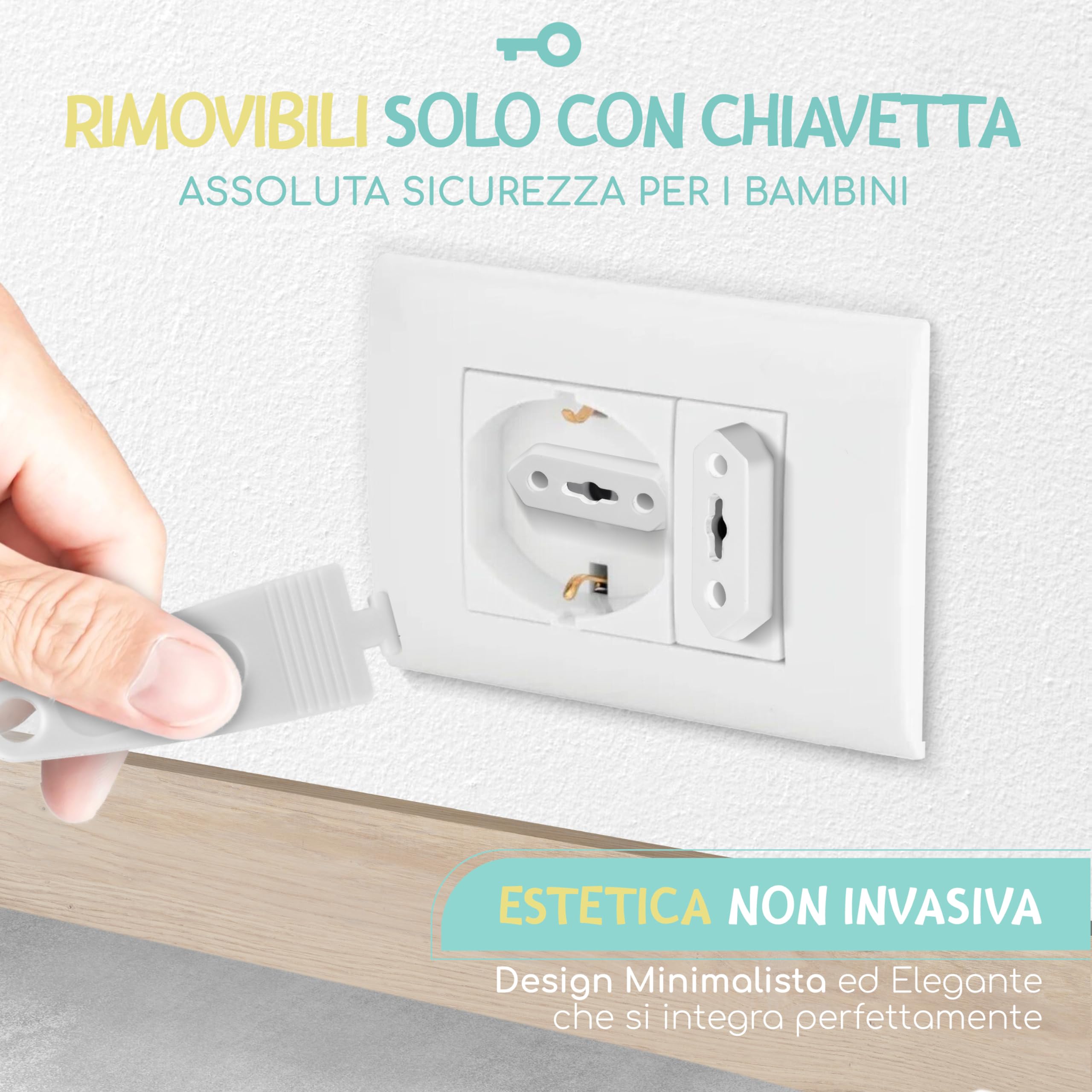 Set 20 Copriprese per Bambini Universali + 2 Chiavi