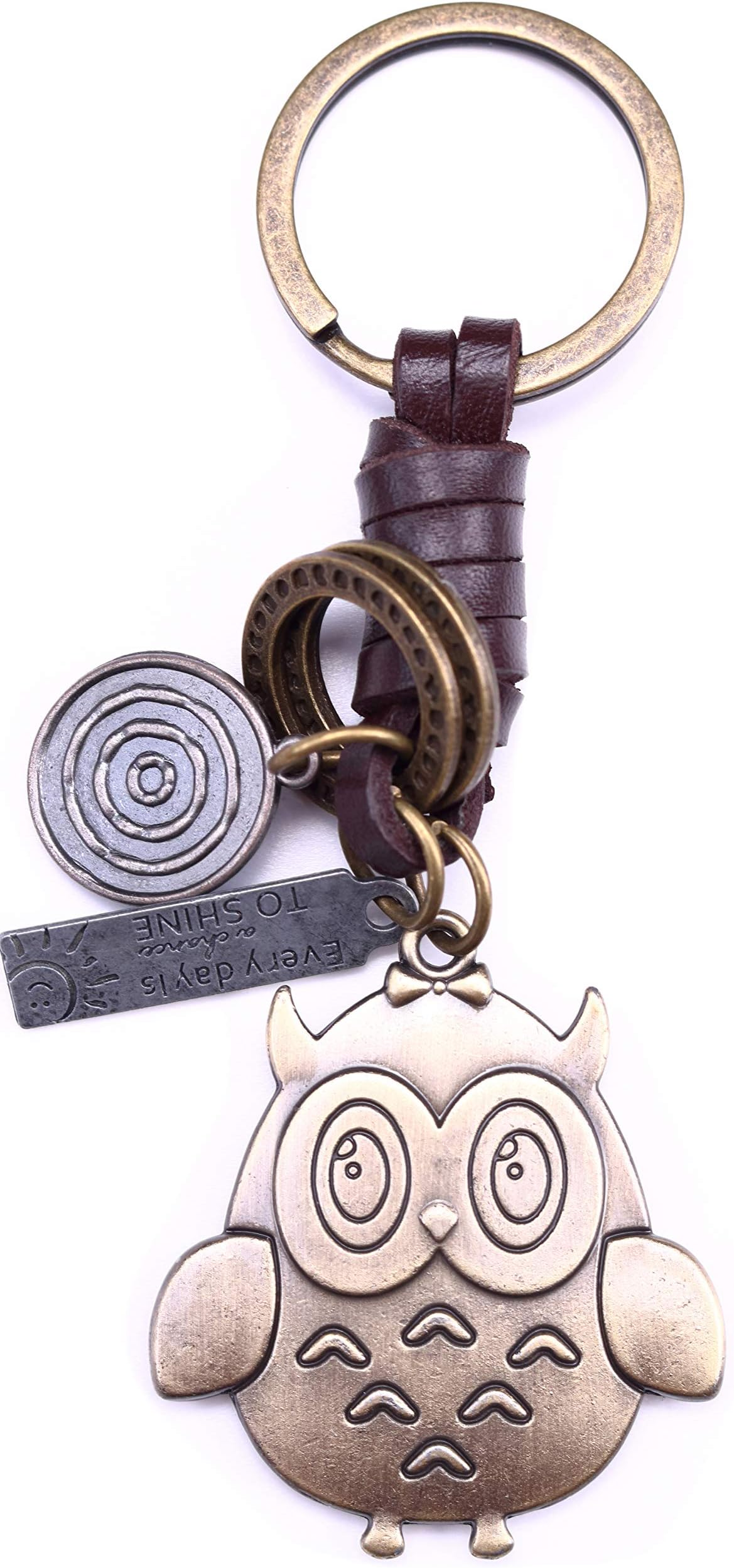 AuPra Leather Birds KeyChains Friend Gift Ideas Women Men Good Luck KeyRings Owl Eagle Swan Small Surprise Present