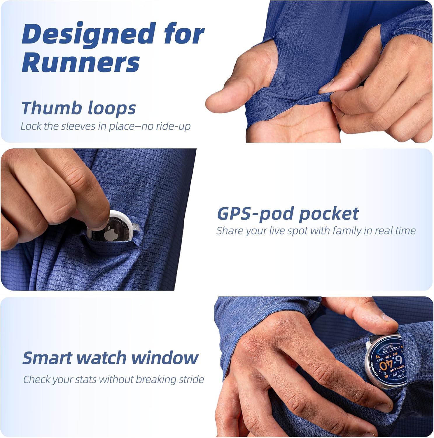 Men's Reflective Long Sleeve Running Shirt for Men, Watch & Thumb Hole - Quick Dry Athletic Top, Night Running, Hiking - Image 5