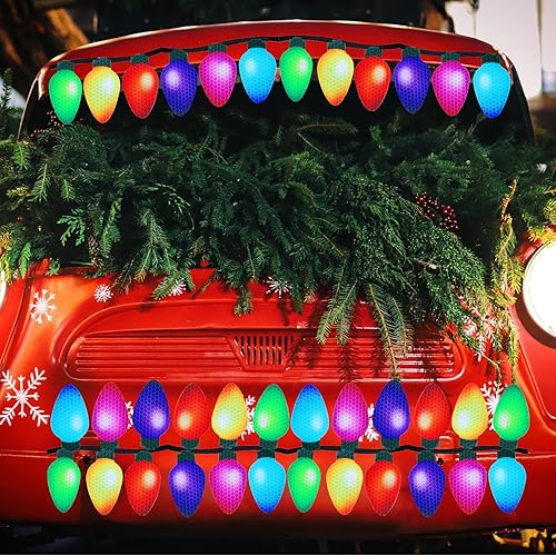 Miniatura 26 de Outus 190 imanes de Navidad para automóvil, luces a granel, calcomanías de refrigerador de automóvil, luces reflectantes de Navidad, imanes