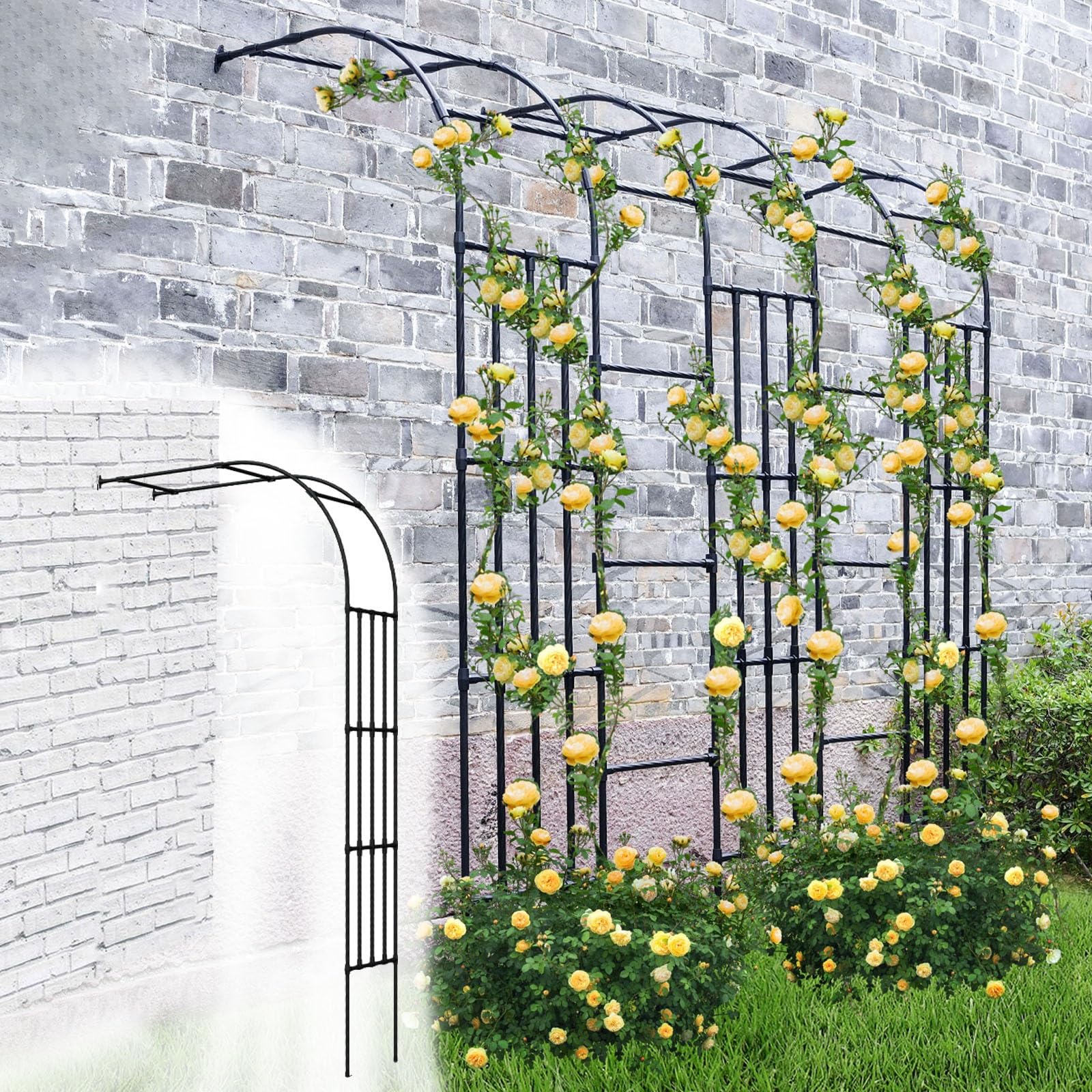 Arco de boda de metal resistente con enrejado de rosas para terraza