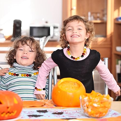 Miniatura 4 de 200 cuentas de madera de otoño, coloridas manualidades, cuentas de madera natural de otoño para Acción de Gracias, granja, cabello, cosecha, cuentas