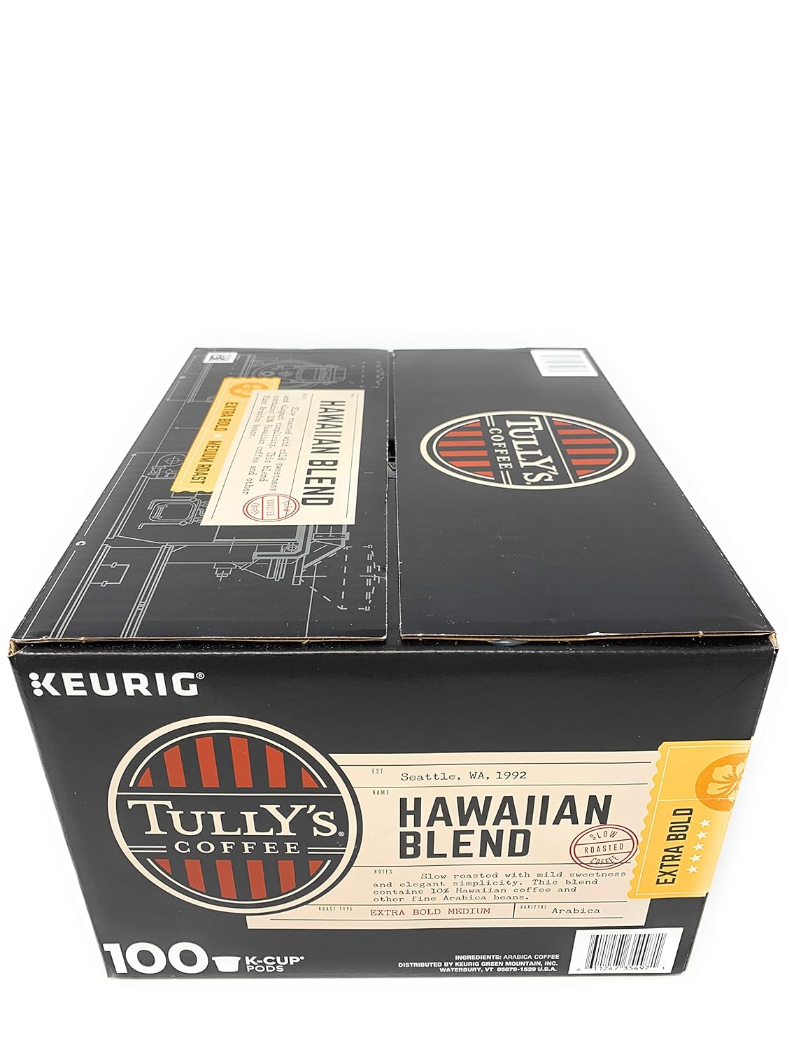 Tully's Coffee Hawaiian Blend K-Cup for Keurig Brewers (Pack of 100)