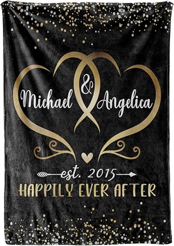 Miniatura 3 de Manta personalizada Happily Ever After, manta personalizada con corazón de pareja, para esposa, esposo en cumpleaños, día de San Valentín,