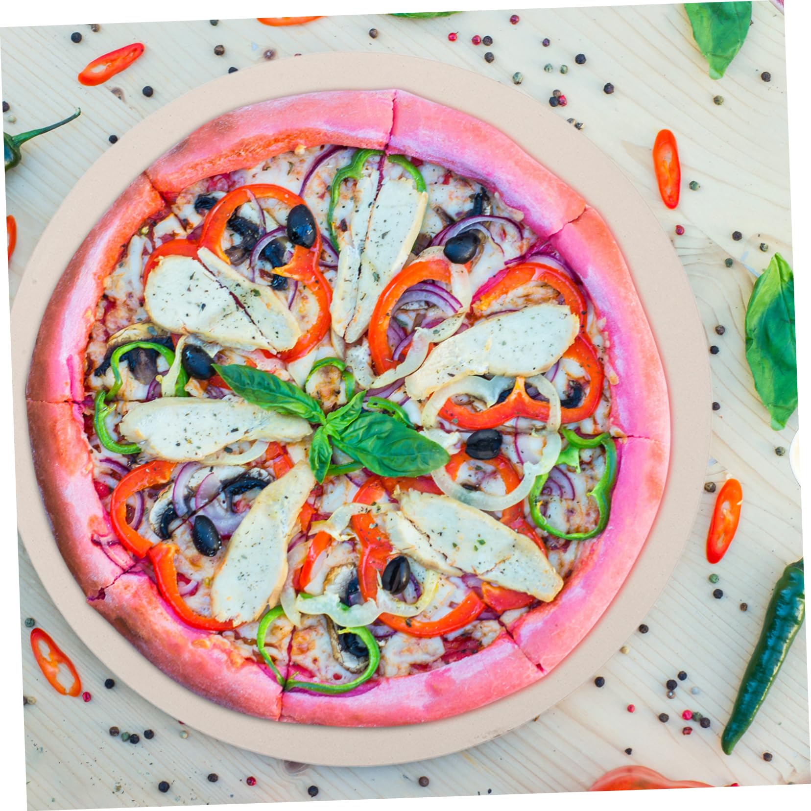 SOLUSTRE Runder Pizzastein aus Cordierit für Backofen und Grill Backzubehör für Pizza und Hitzebeständig und Feuchtigkeitsabsorbierend für Verschiedene Gerichte