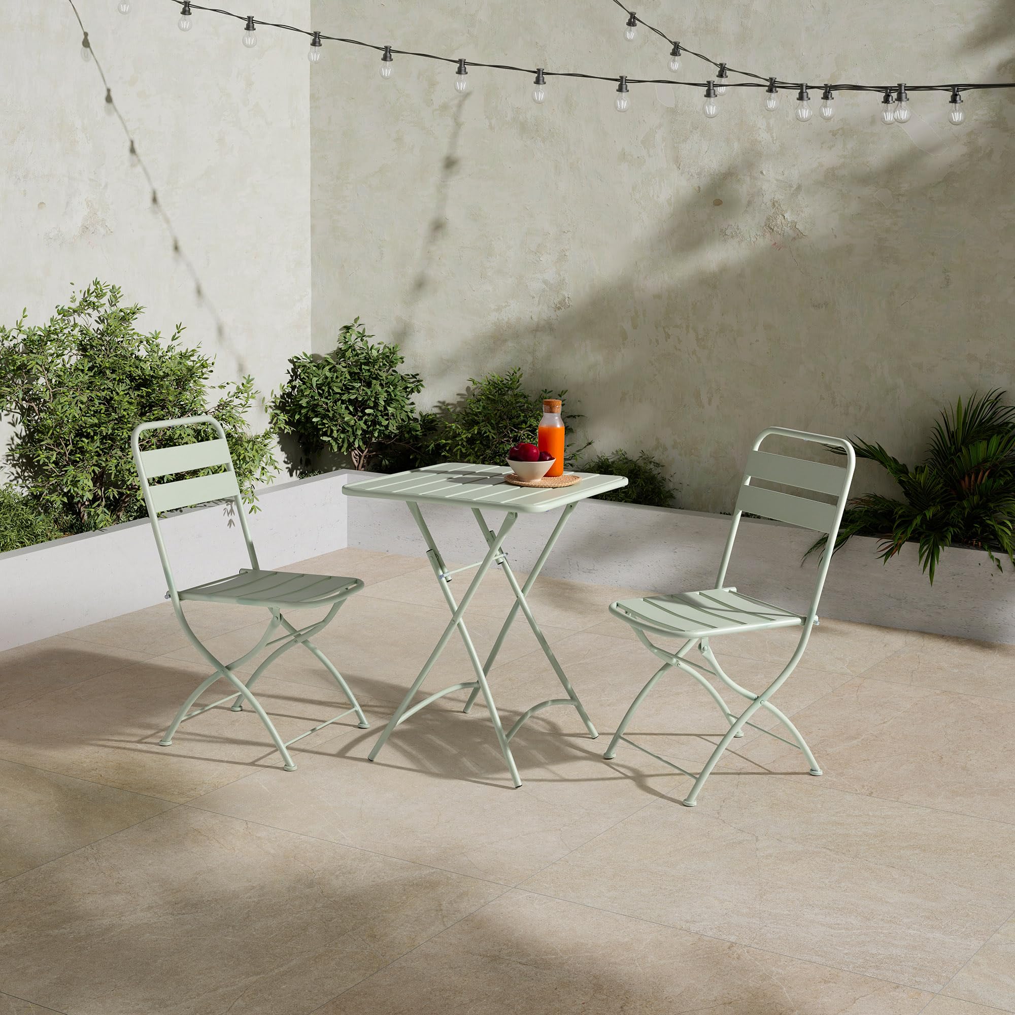HOMN LIVING Klappbarer Gartentisch, Perle, quadratisch, aus Metall, Grün, 60 x 60 x 74 cm