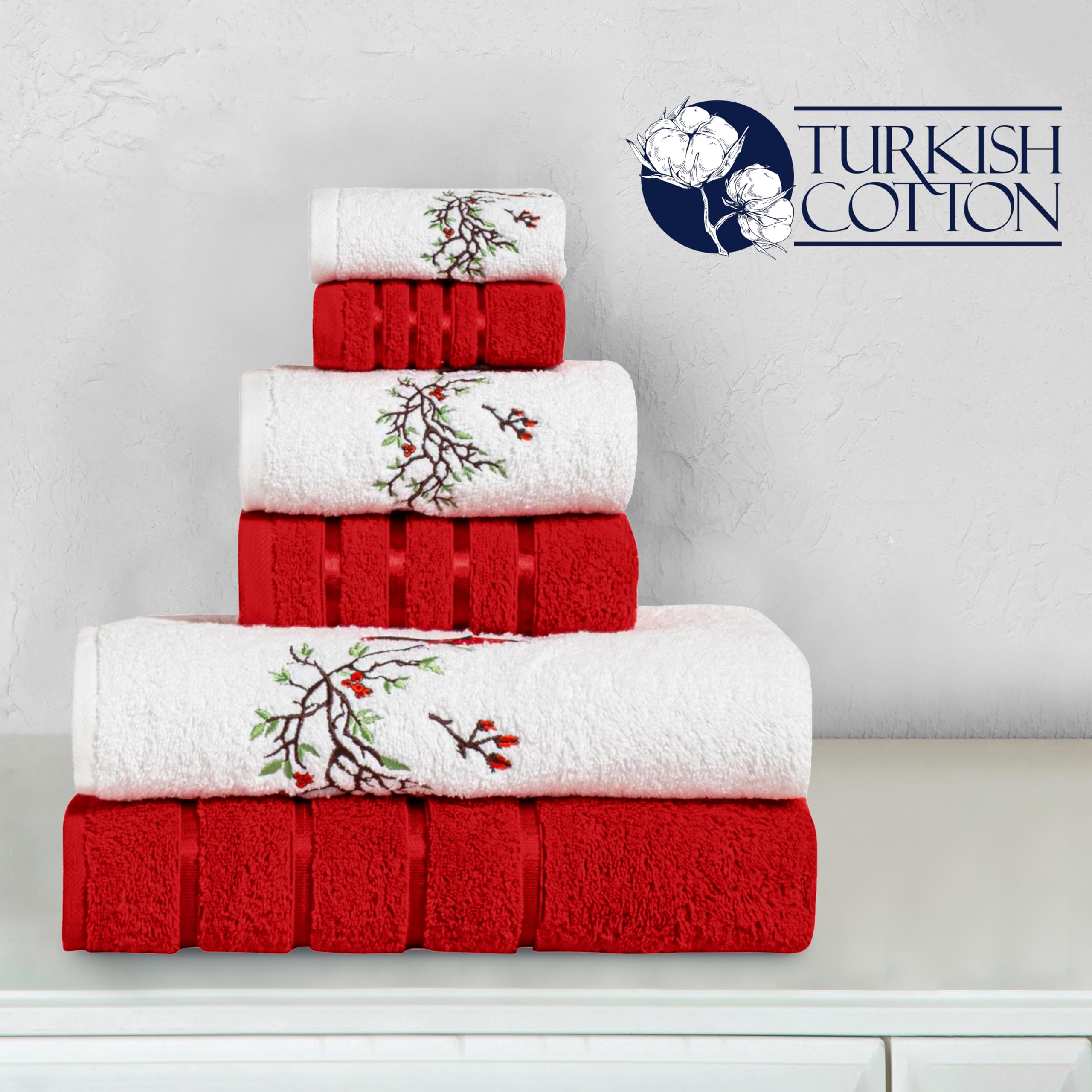 Elegant Comfort Set di 6 asciugamani in cotone di alta qualità, include 2 salviette, 2 asciugamani per le mani e 2 teli da bagno, 100% cotone turco, asciugamani altamente assorbenti e super morbidi,