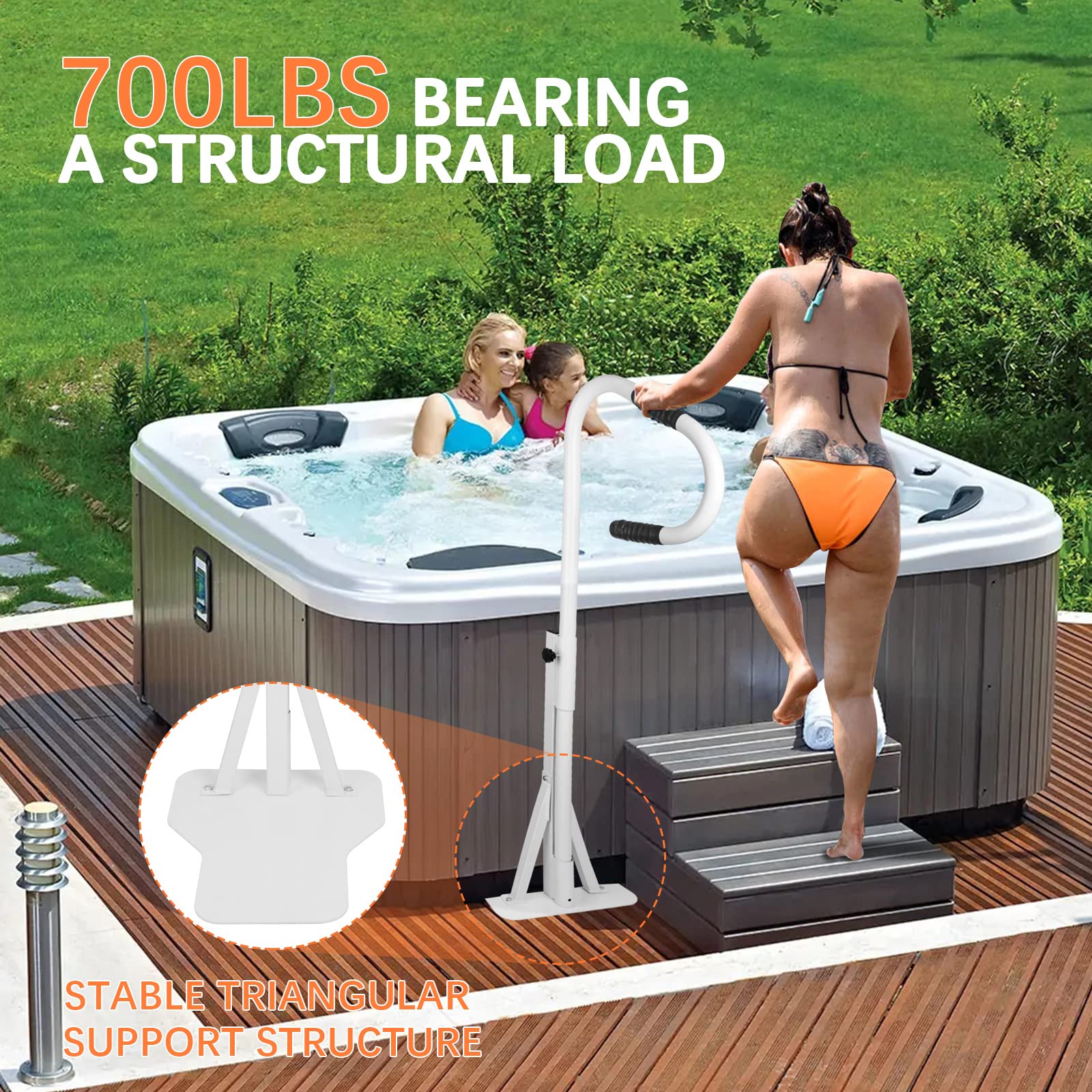 UNKLE METAL Hot Tub Handrail 700 lbs Load Spa Side Handrail 58" Spa