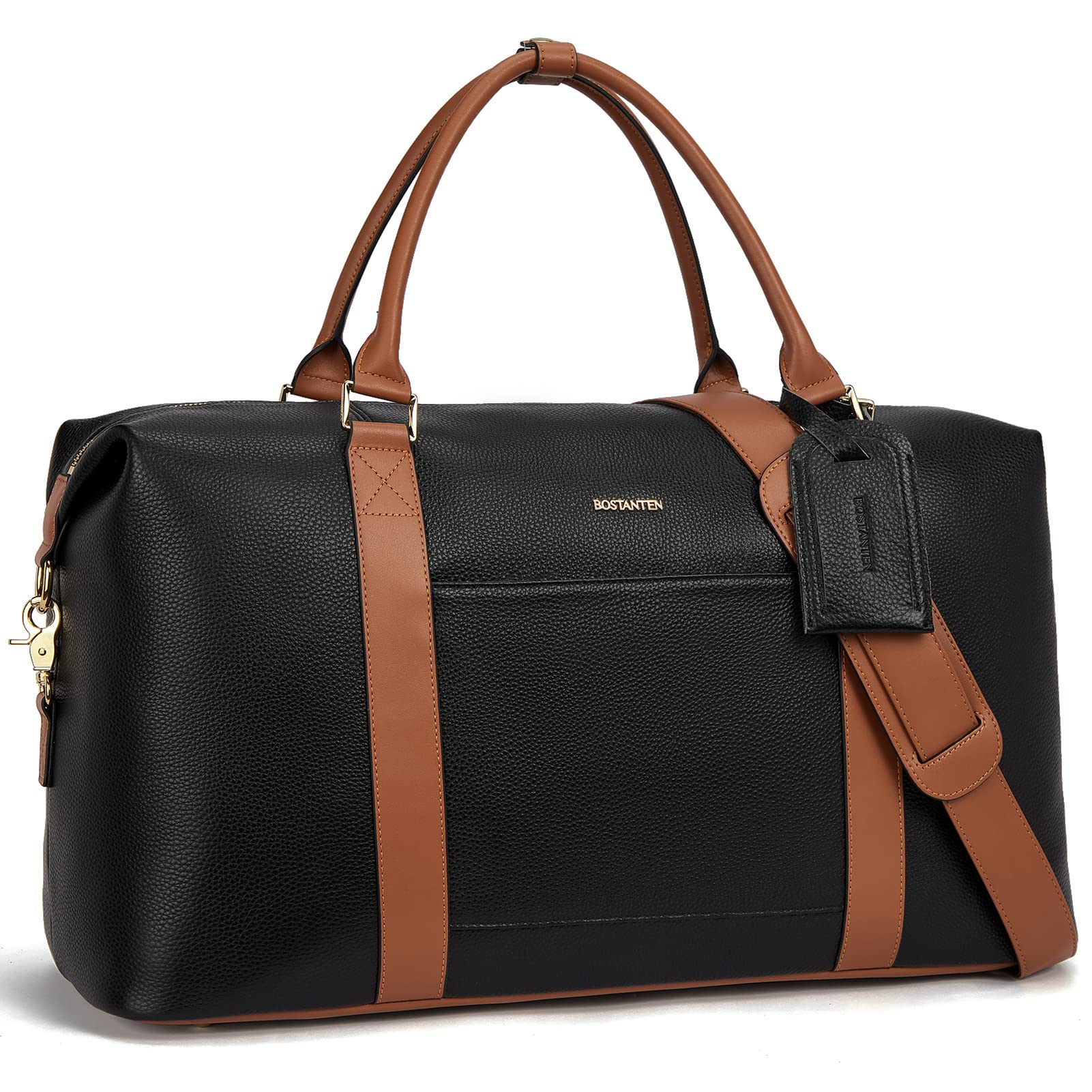 BOSTANTEN Weekender Bags for Women Leather Duffle Bag for Travel Overnight Duffel Carry on Large Tote with Trolley