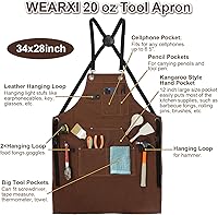 Vista 2 de WEARXI Aprons for Men, Woodworking Apron with Tool Pockets, Canvas Work Apron for Woodworkers, Mechanics, Blacksmiths, Carpenters S-XXXL, Mens