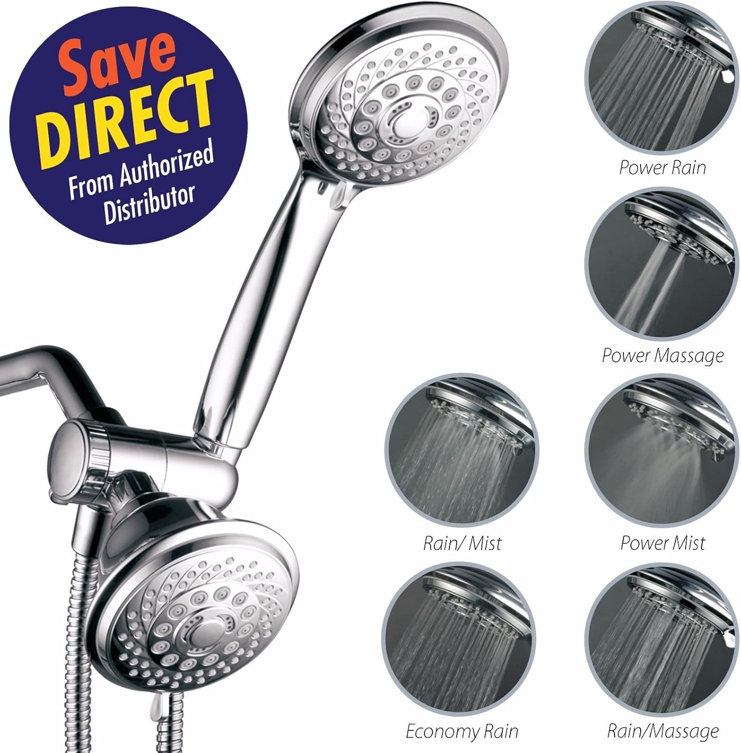 HotelSpa® 30setting UltraLuxury 3way Showerhead w
