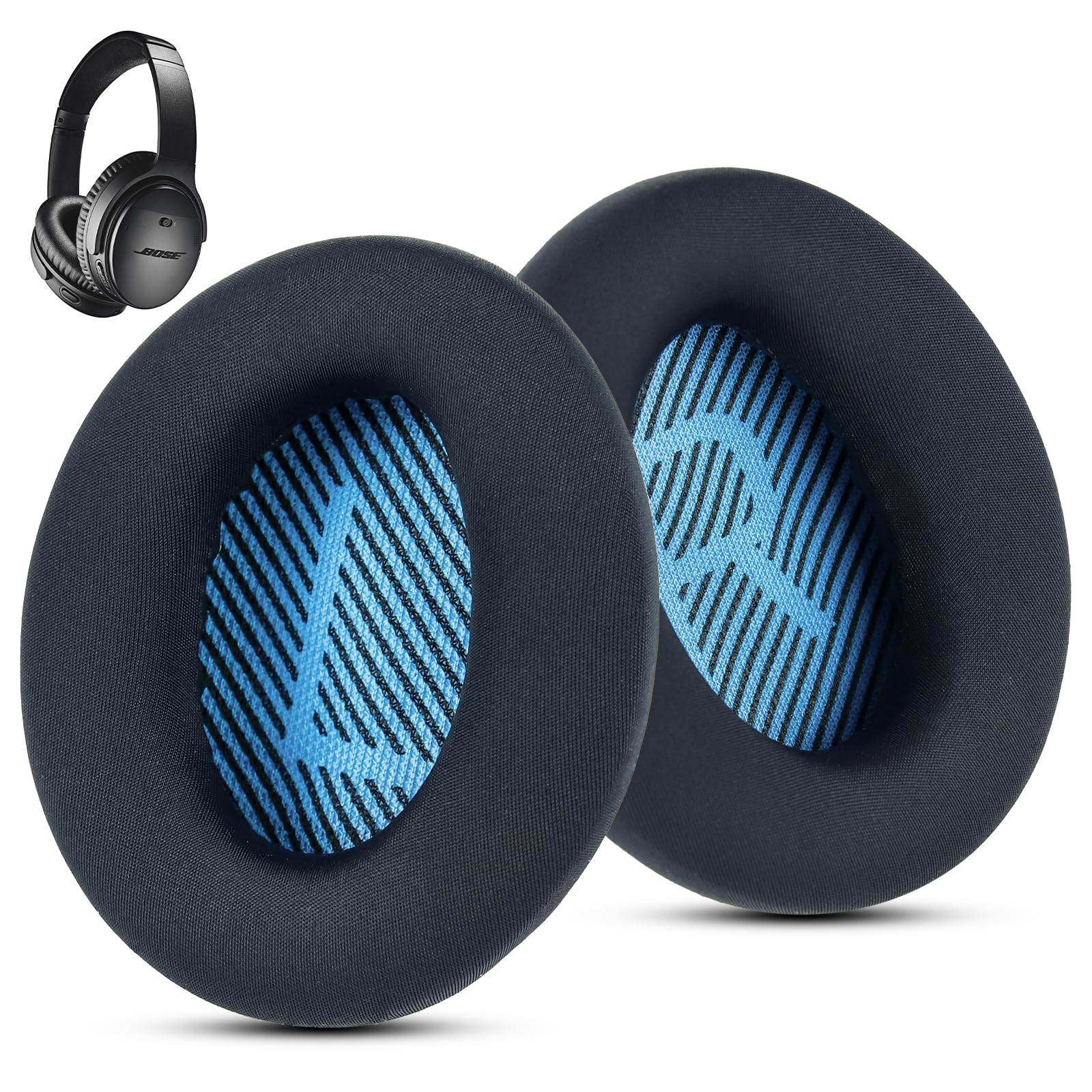 Wzsipod Fabric Comfort Replacement Ear Pads for Bose QuietComfort 35 / QC35 II – Fits QC45 QC25 QC15 QC2 AE2 AE2i AE2w SoundLink & SoundTrue (S3 Style