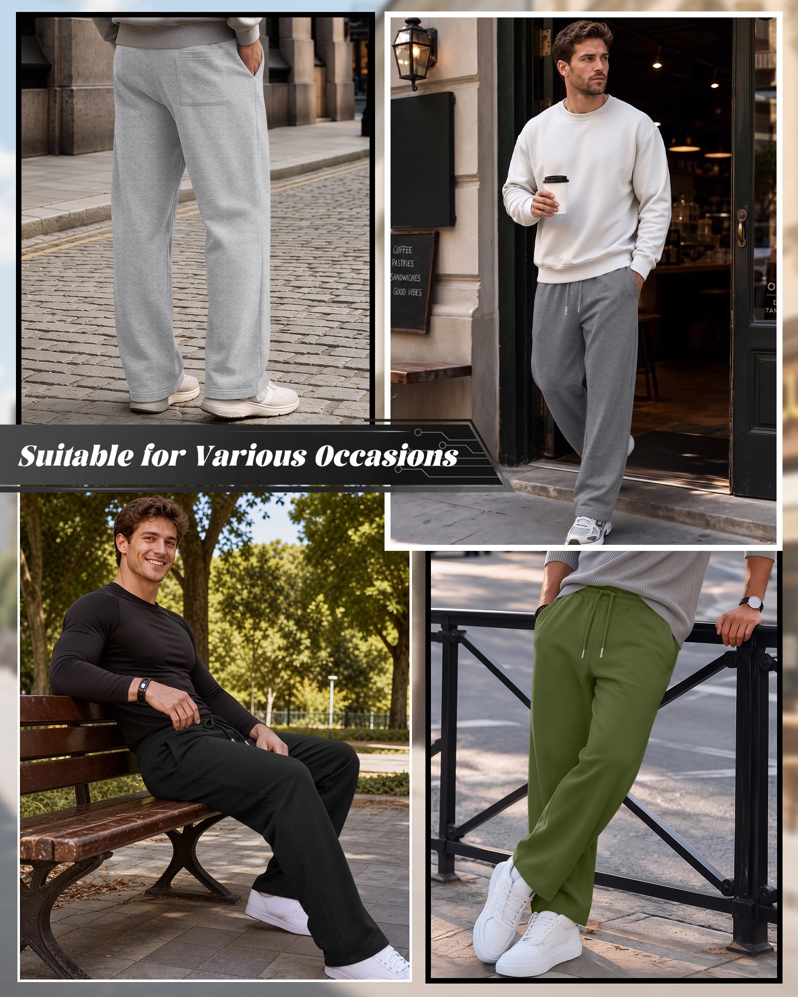 Neer Pack Pantalones de Chándal para Hombre Tipo Jogger con Bolsillos, bajo Abierto, Pantalones Deportivos de Gimnasio, Holgados, Ropa para Entrenamiento