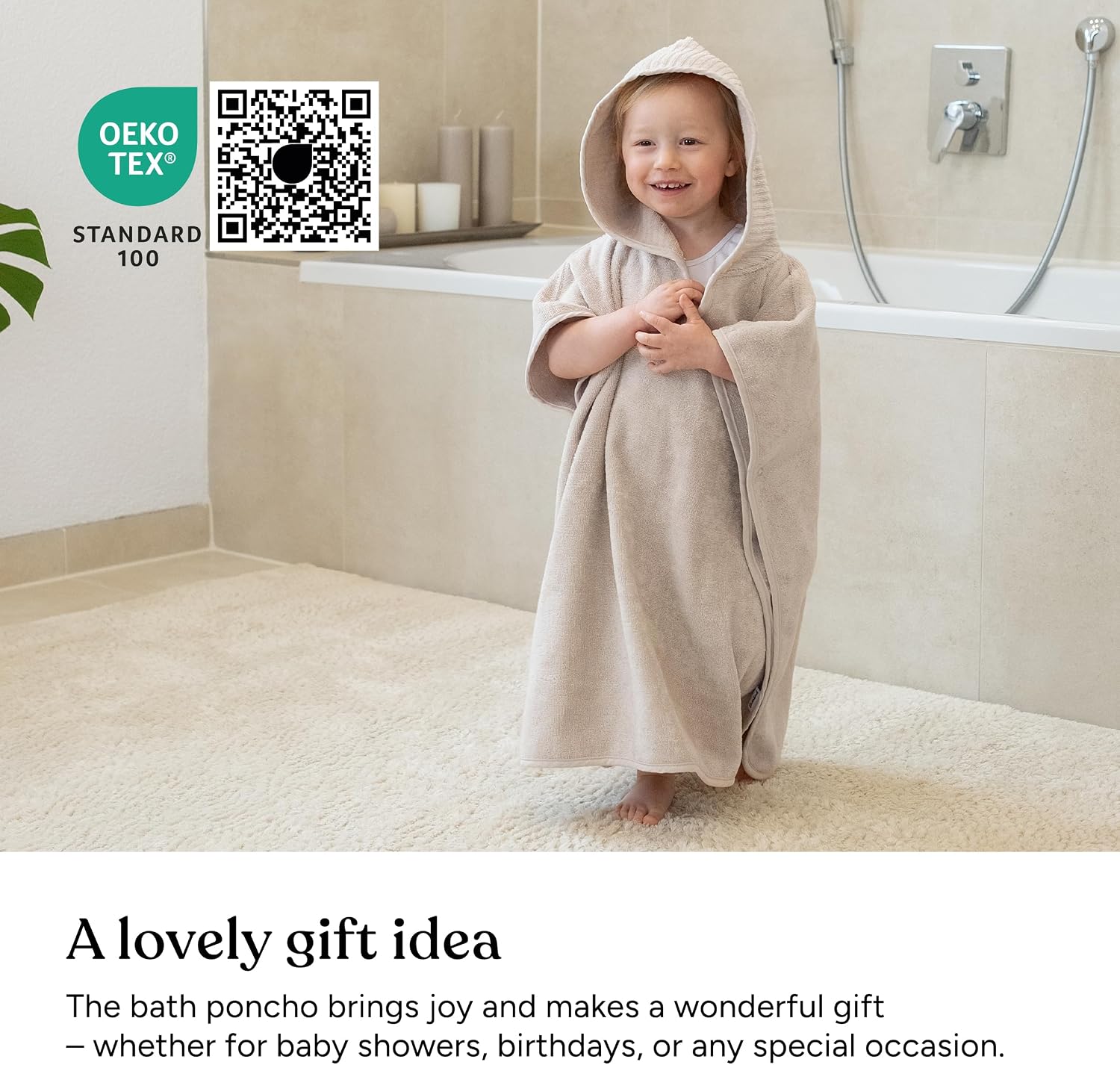 Ehrenkind® Kids Hooded Towel Poncho - 100% Organic Cotton Bathrobe for Boys & Girls, Soft & Absorbent Terry, Oeko-TEX Certified, One Size Rose, Perfect for Bath, Pool & Beach