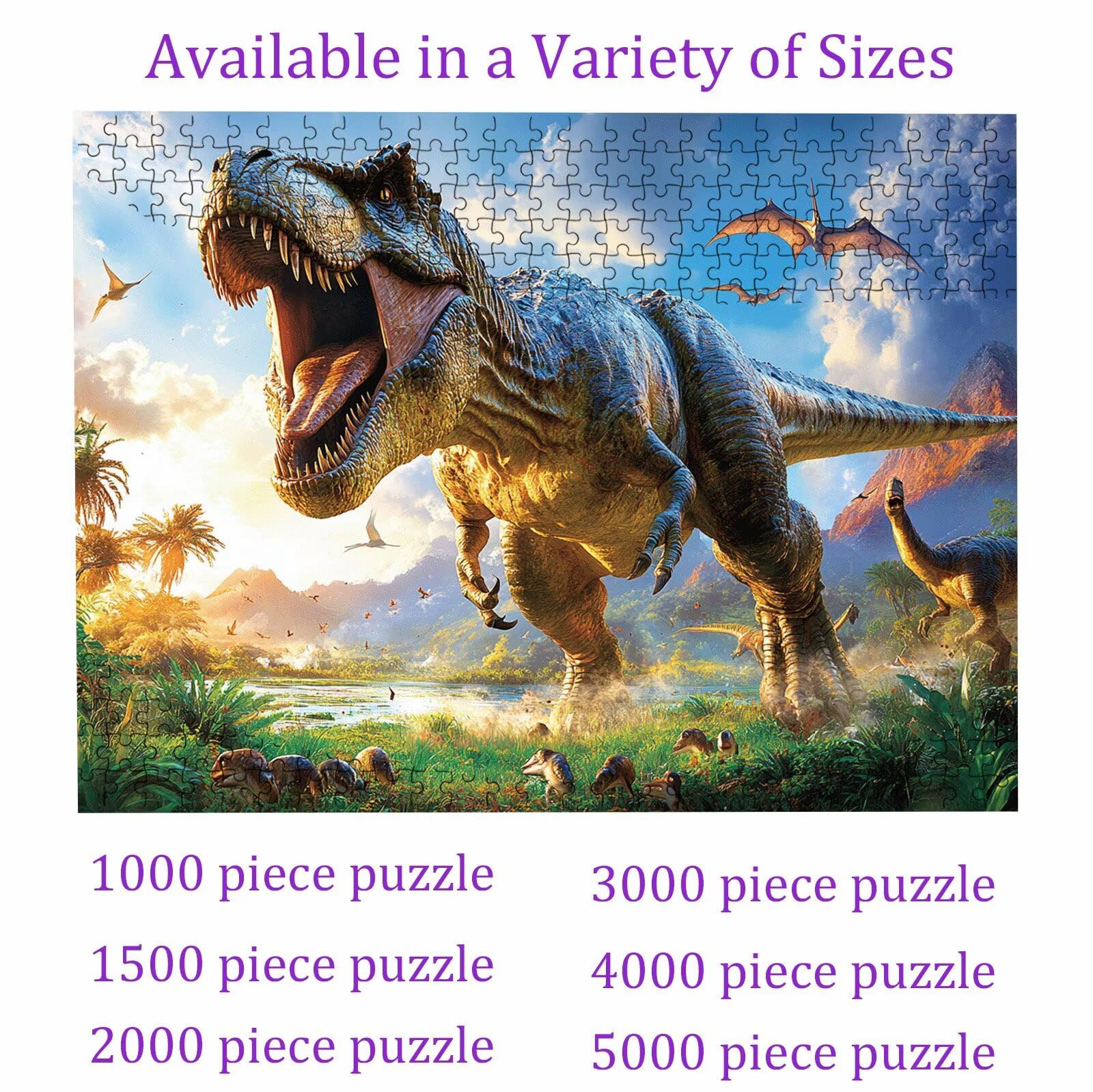 Puzzle 5000 sztuk dinozaurów zwierzęcych(3) - Duże drewniane puzzle - Puzzle 5000 elementów dla dorosłych - gra inteligencyjna - z wykwintnym pudełkiem do pakowania - precyzyjne cięcie - wystrój domu