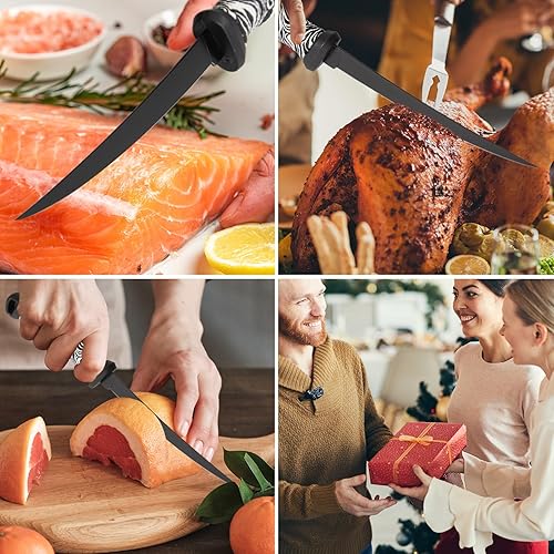 Miniatura 7 de Cuchillo de filete de cebo de pesca, hoja de acero inoxidable afilada y asas de agarre antideslizantes, cuchillo profesional para filetear