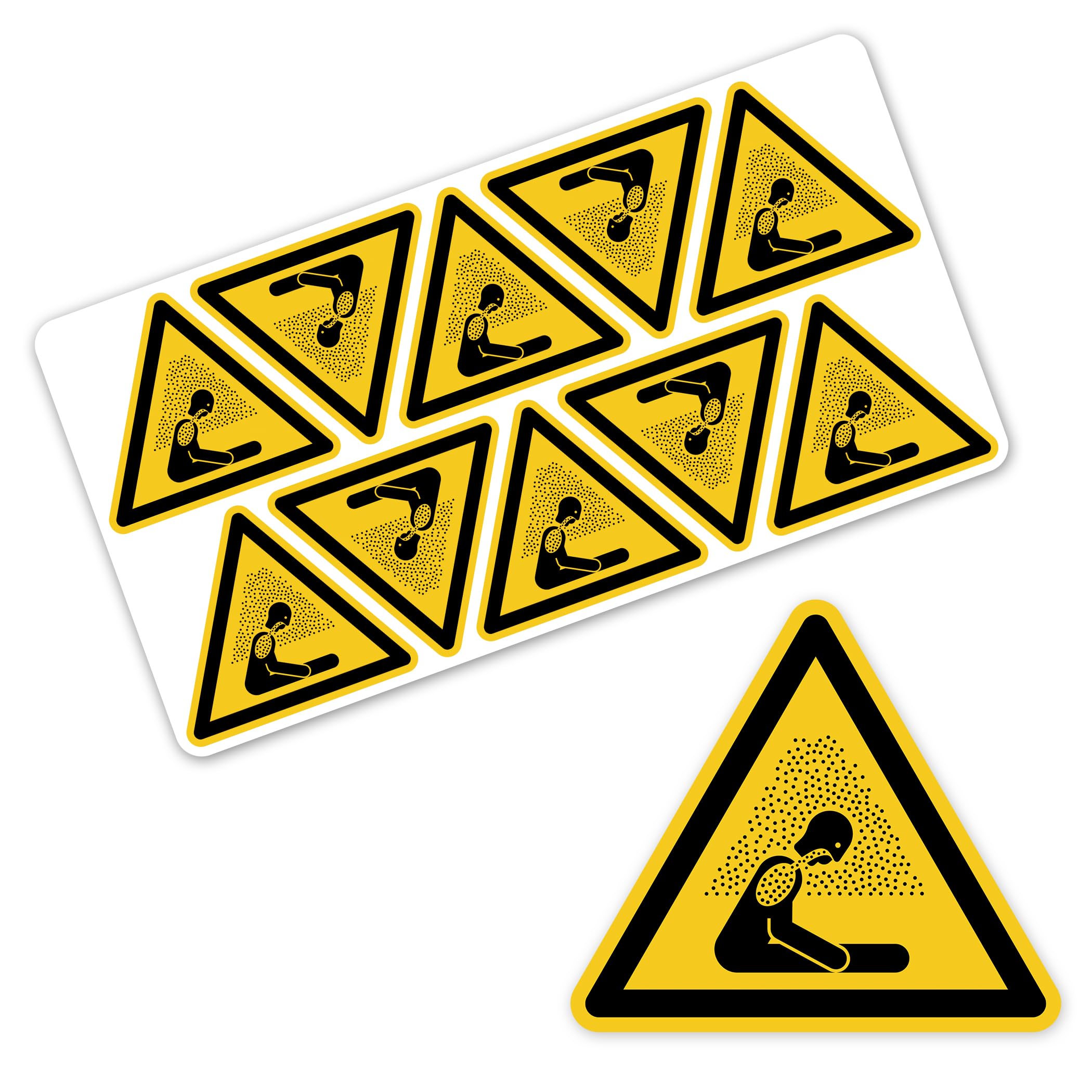 Señal de advertencia de peligro de asfixia según DIN EN ISO 7010 ASR A1.3 W041 – Señal de seguridad pegatinas de advertencia autoadhesivas – símbolo de advertencia para operaciones