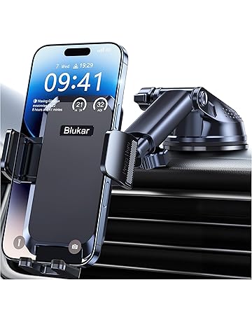 Blukar Car Phone Holder, Adjustable Car Phone Mount 360° Rotation for Dashboard/Windscreen, Upgraded Strong Suction - One Button Release Automobile Cradle for iPhone 4.0''-7.0'' Smartphones