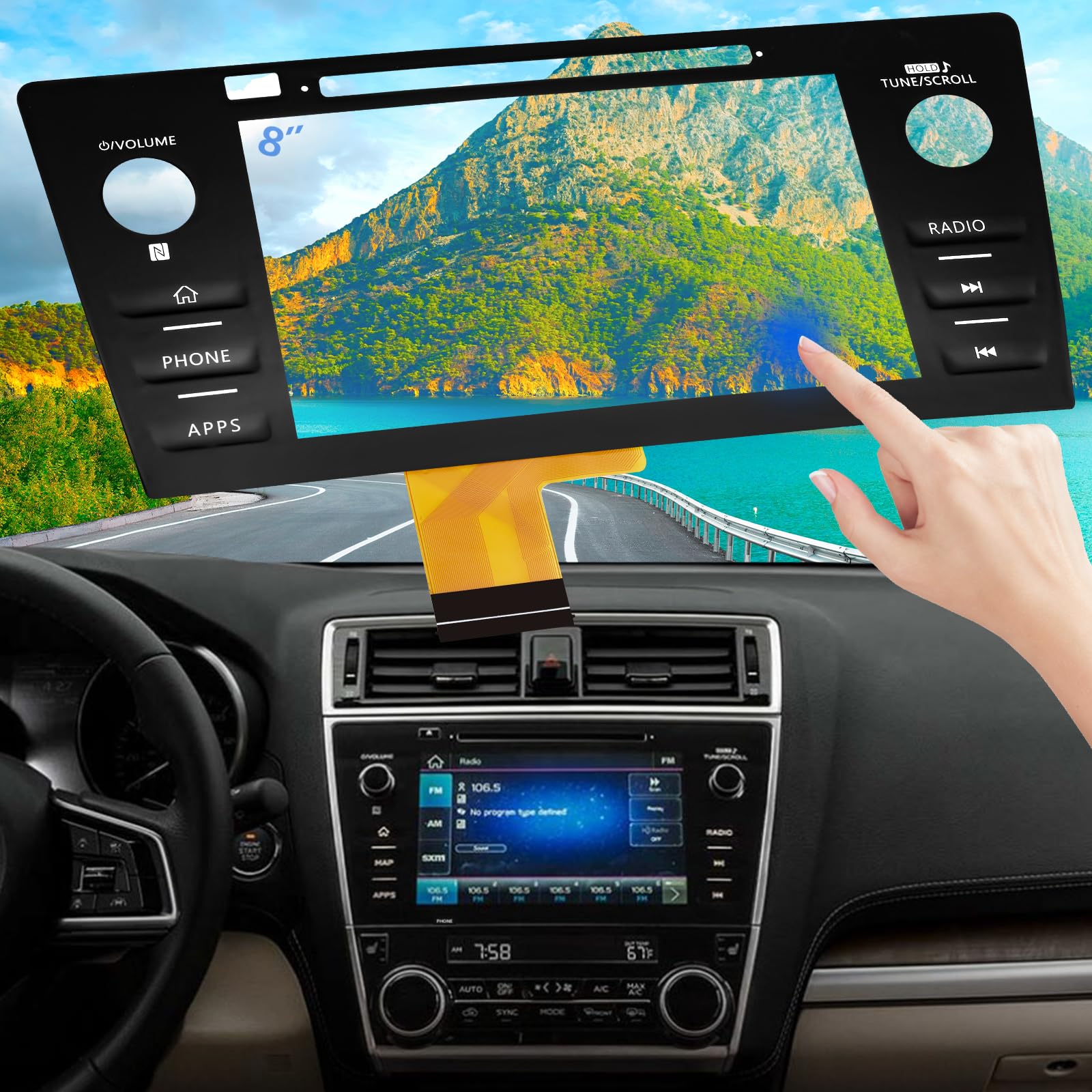 Photo 1 of TsuperU 8" Touch Screen Digitizer Replacement for Subaru Legacy Outback Radio Screen 2018 2019, Touchscreen fit 86431-AL62A 86471-AL65A 86471-AL66A OEM Upgraded Ultra-Sensitive High-Definition-Phone
