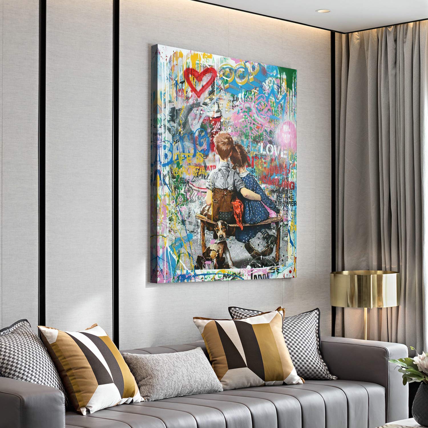 Amazon.co.jp: バンクシー アートパネル 女の子 赤い風船ス トリート