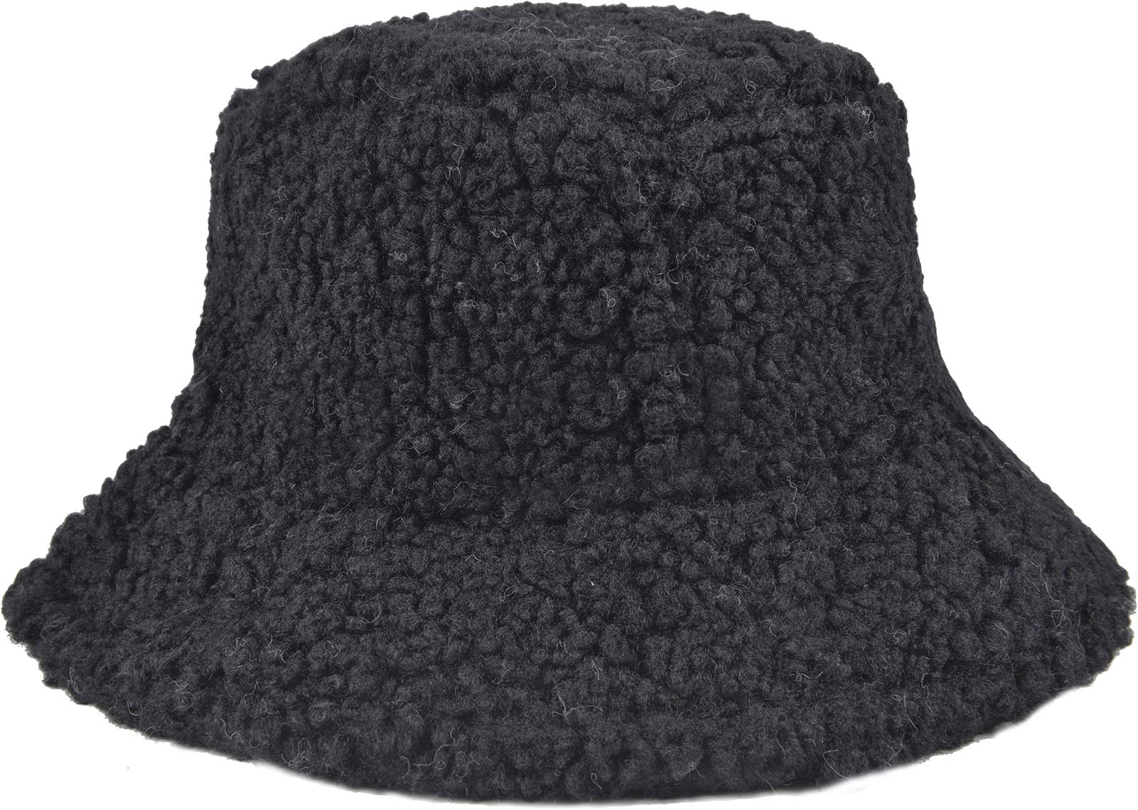 ChezAbbey Faux Fur Bucket Hat, Fuzzy Furry Winter Warm Fisherman Cap, Fluffy Teddy Sherpa Clothe Hats for Women Men Girls