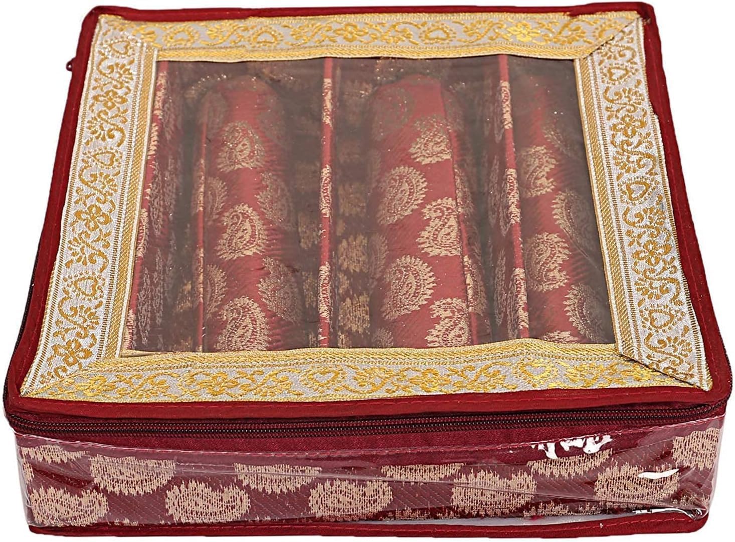 Aakrati 4 Rod Maroon Bangle Box Storage Jewellery Box Indian (2 ROD)
