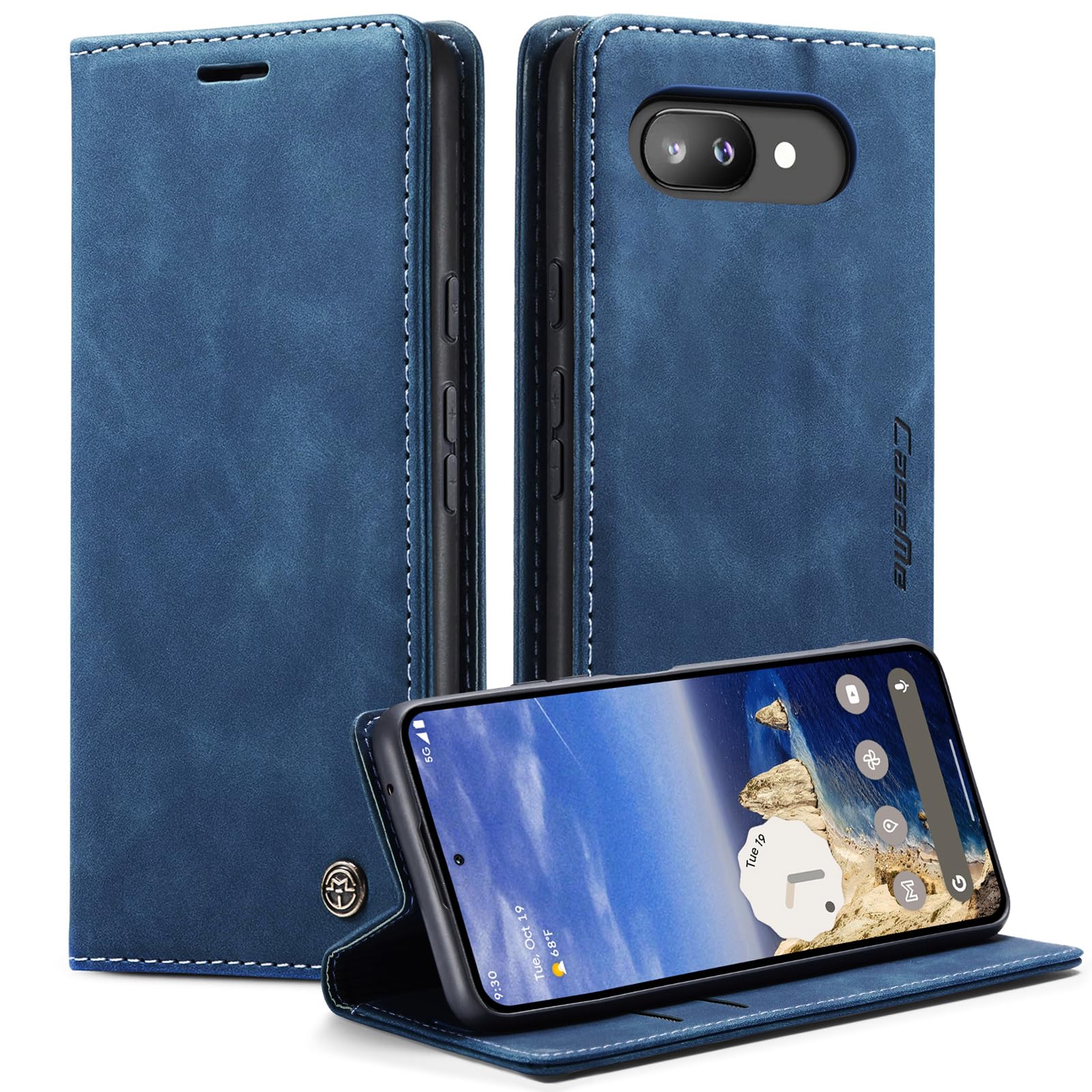 Azororo Cover per Google Pixel 9A 5G, Premium PU Pelle Custodia, Magnetica Carta Fessura Portafoglio Case, Flip Cavalletto Custodia per Google Pixel 9A - Blu