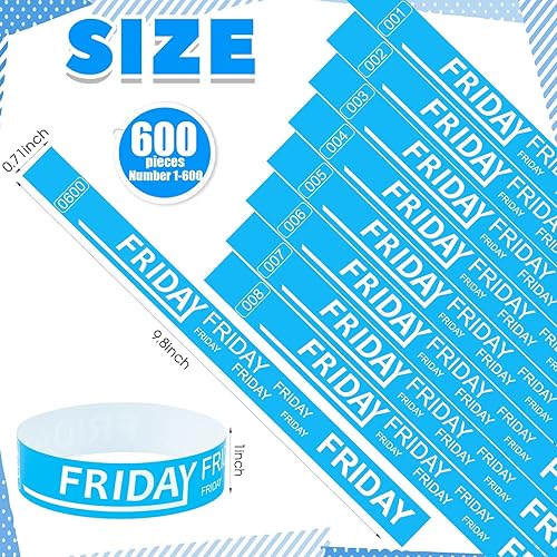 Miniatura 2 de Henoyso 600 pulseras de papel para eventos, pulseras de papel, pulseras de papel numeradas impermeables, pulseras de fiesta para eventos, día de la