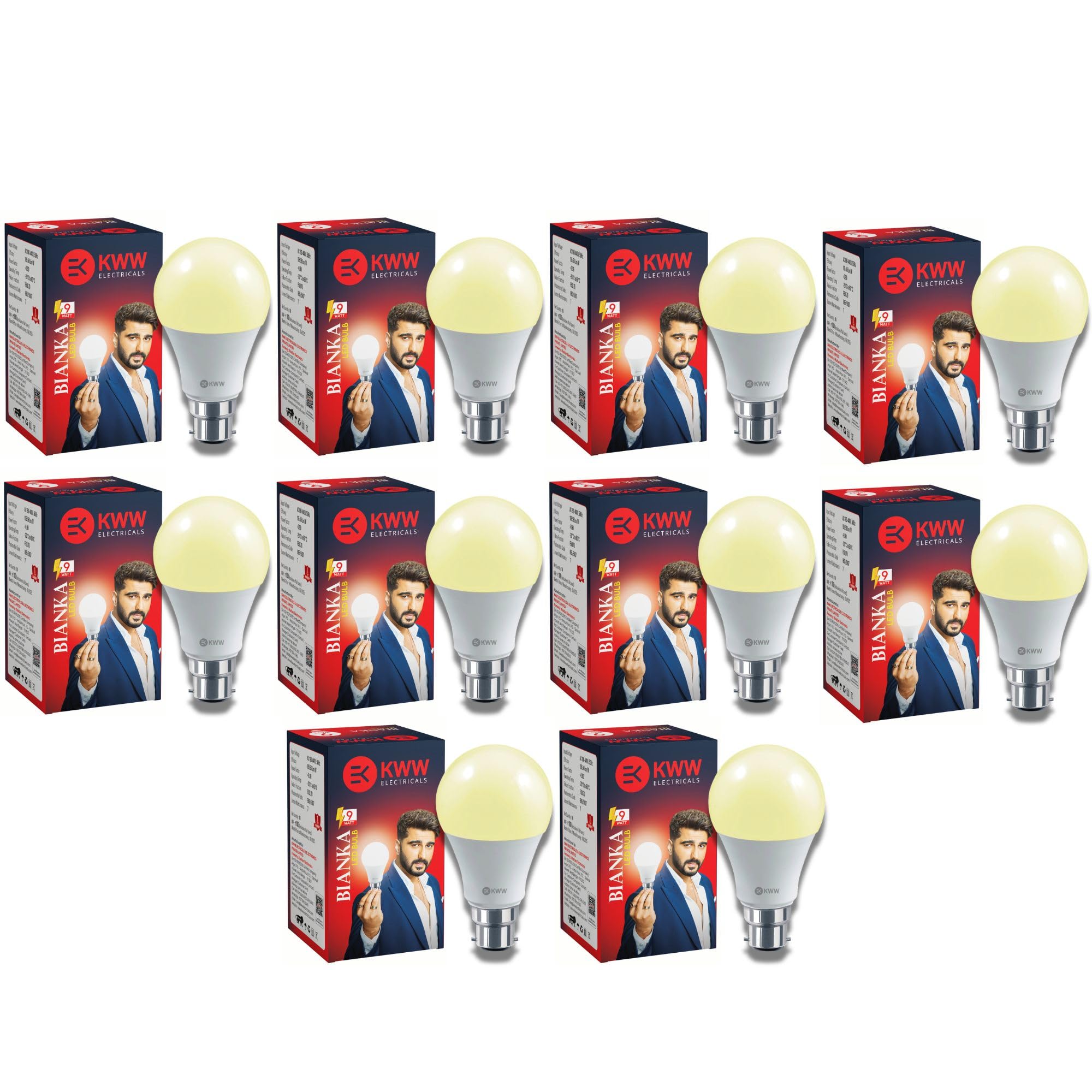 KWW 9W B22 LED Warm White Bulb, Pack of 10 - Energy-Efficient LED Lighting for Home, Bedroom, Kitchen, Bathroom & Office-image-8