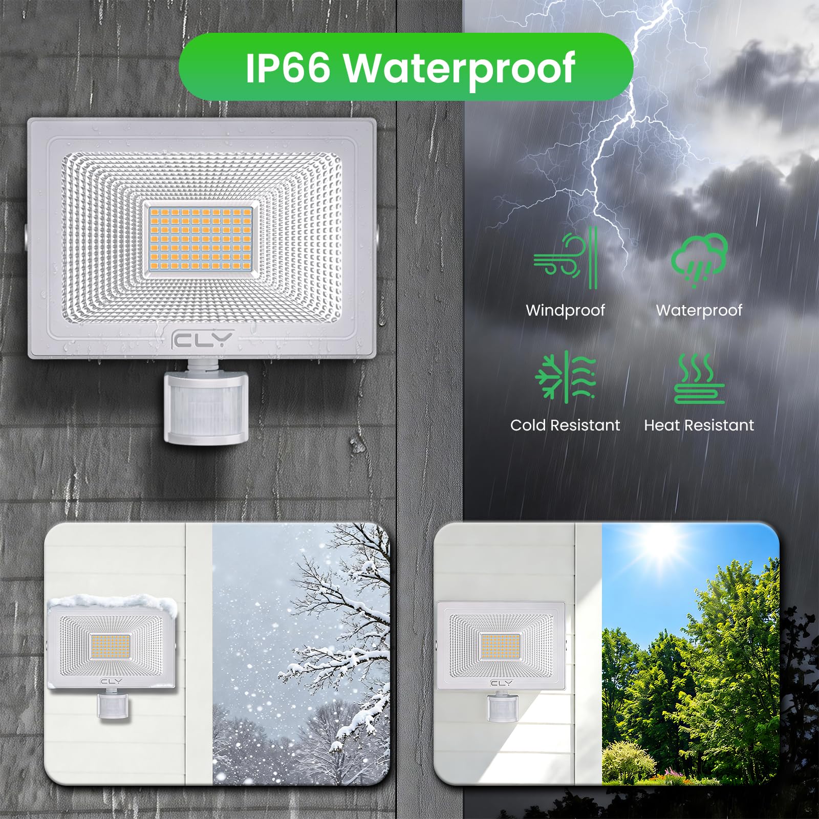 CLY LED Strahler mit Bewegungsmelder Außen 50W 4700LM Super Hell 2700K Warm Weiß LED Fluter IP66 Wasserdicht Außenstrahler Helligkeit Einstellbar Scheinwerfer für Garten Garage Hof Hinterhof