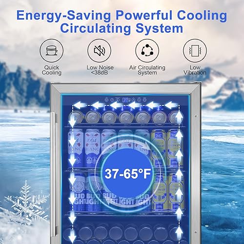 Miniatura 9 de Refrigerador de bebidas de 17 pulgadas de ancho  Enfriador de bebidas para 126 latas con puerta de vidrio  Mini refrigerador de cerveza para