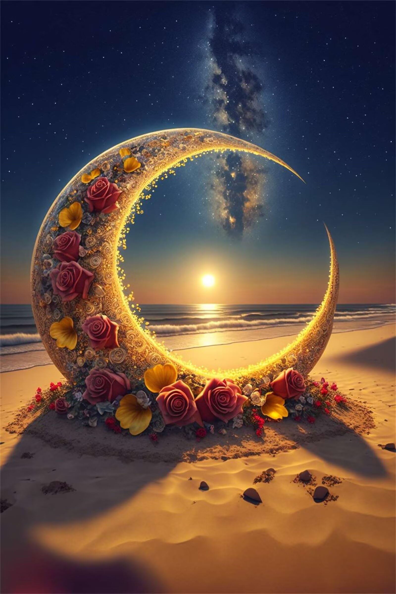 Puzzle dla dorosłych, 1000 elementów, Moon Rose Beach Artwork Puzzle 75 x 50 cm, kolorowe puzzle "zrób to sam" do dekoracji domu, rodzinne puzzle dla początkujących i dzieci