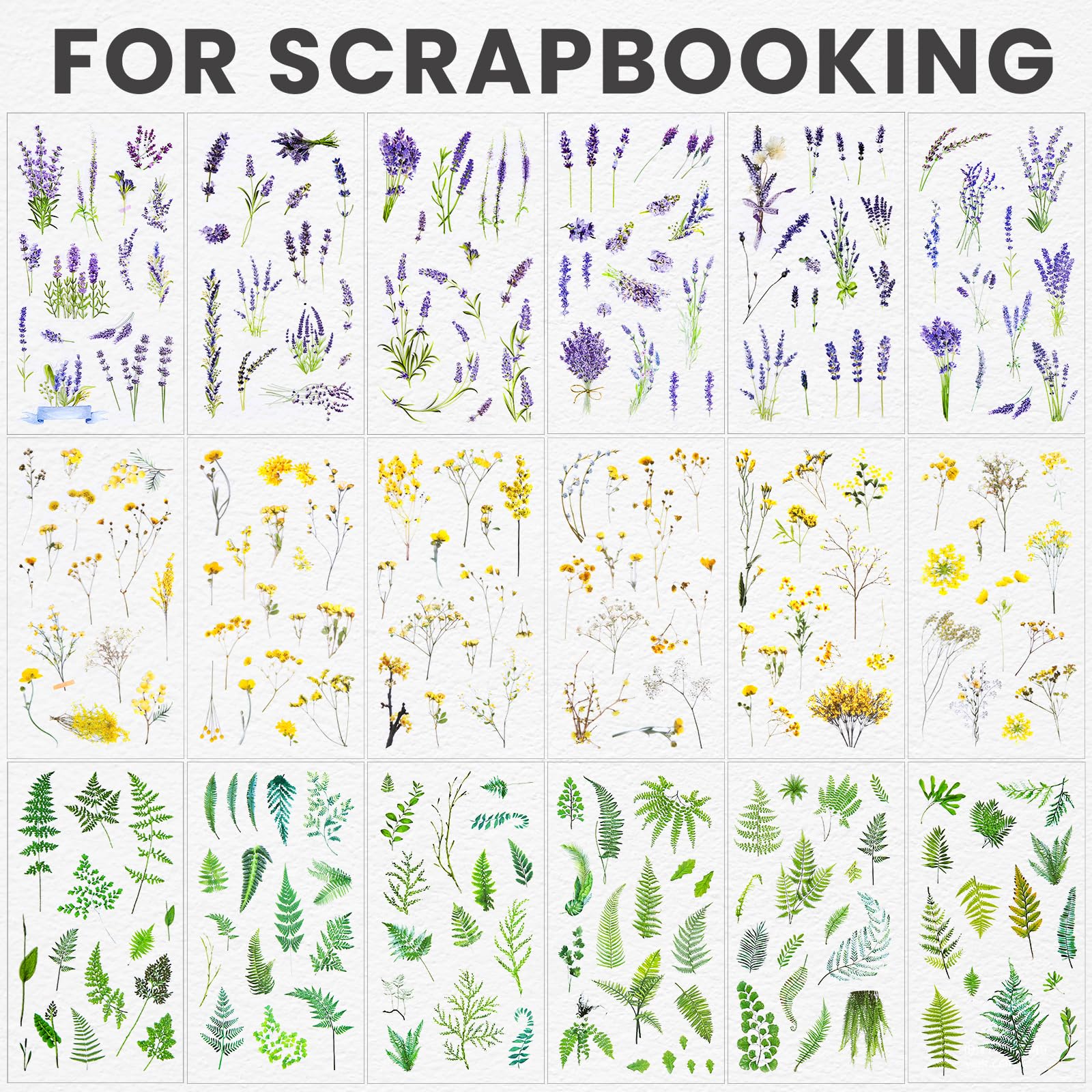 YGDZ Flower Stickers - 36 Sheets 520PCS Natural Transparent Floral Stickers for Scrapbooking, Journaling & Decorating - Image 6