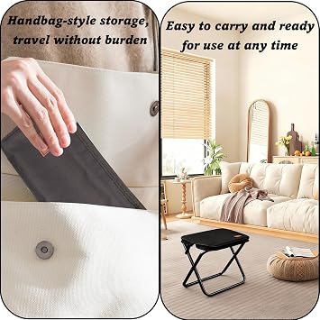 Folding Stool 33 x 26.5 x 32 cm Portable Camping Stool Foldable Camping Stool Lightweight with Handbag Design Mini Folding Chair for Outdoor Camping Fishing Picnic Home Use
