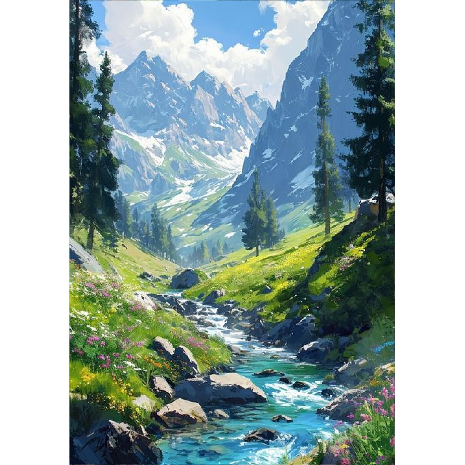 BEAYIOU Painting by Numbers Landscape DIY Canvas Oil Paint Kit for Adults Beginner, 12x16inch