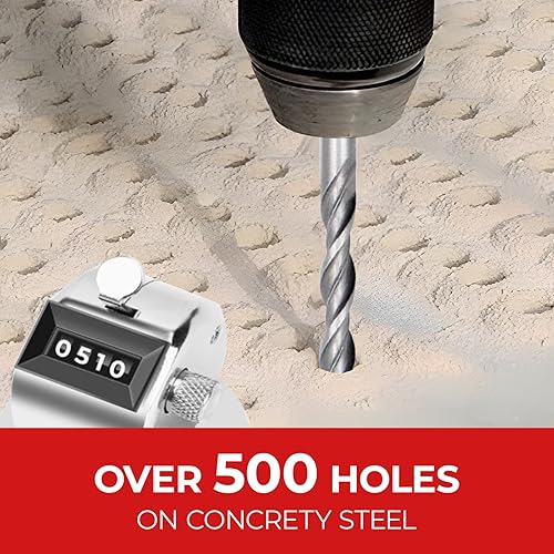 Miniatura 5 de SDS Plus - Juego de brocas de martillo giratorio, 10 brocas de hormigón de 316 x 6 pulgadas para ladrillo, cemento y piedra, punta de aleación