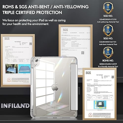 Miniatura 10 de INFILAND Funda compatible con iPad Air de 5 generación 2022, funda para iPad Air de 4 generación 2020 de 10.9 pulgadas con parte trasera