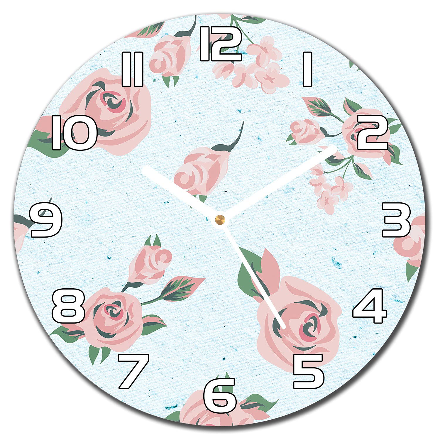 Horloge en verre cuisine facile à nettoyer 30 cm fleurs pastel salon