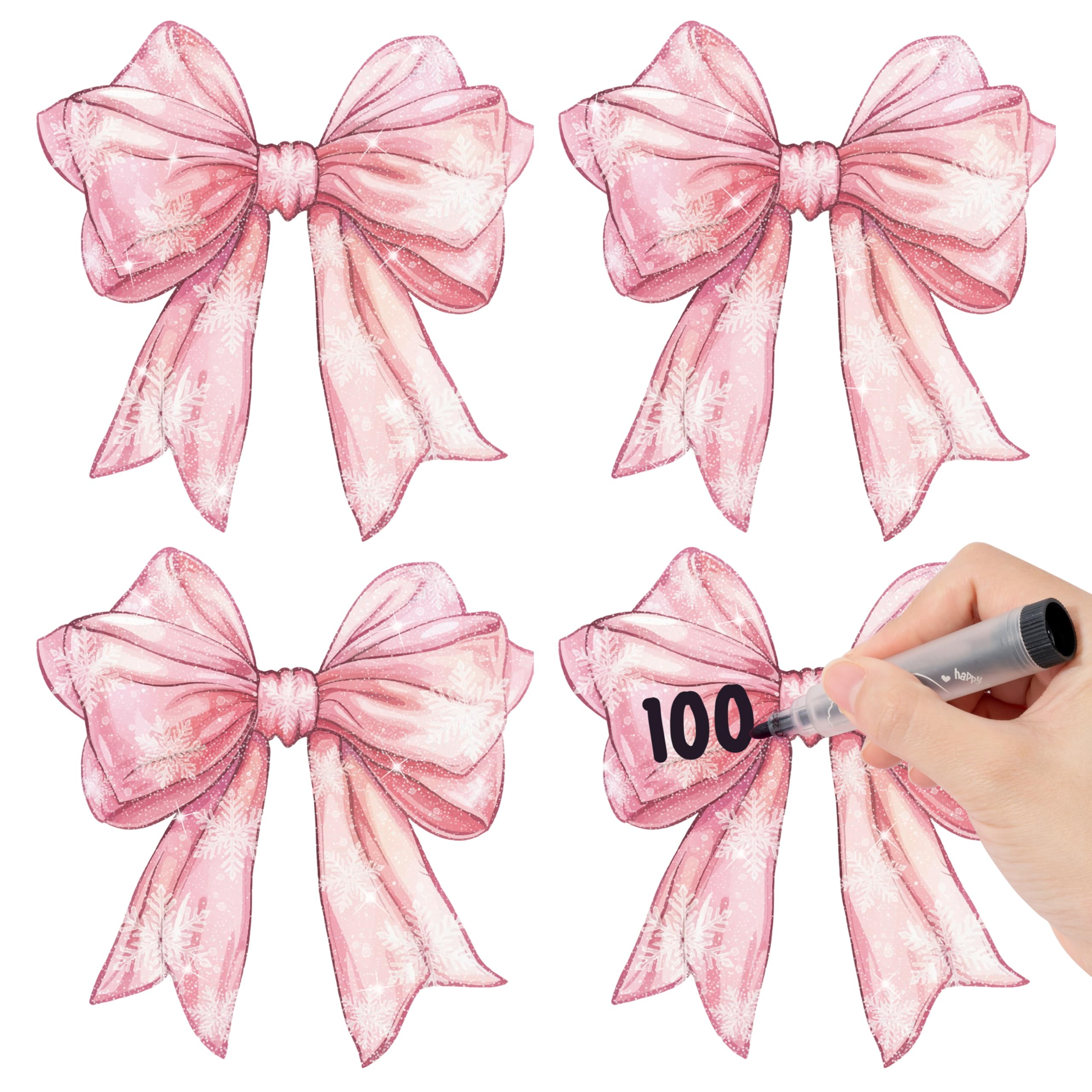 Snowflake Pink Bow Cutouts for Birthday Holiday Party Bulletin Board Decor