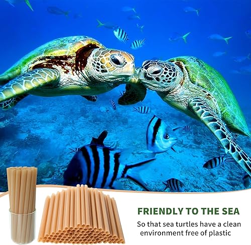 Miniatura 5 de Pajitas biodegradables de caña de azúcar de 0.47 pulgadas de ancho, 100 pajitas para batidos, desechables, compostables, ecológicas, para té de
