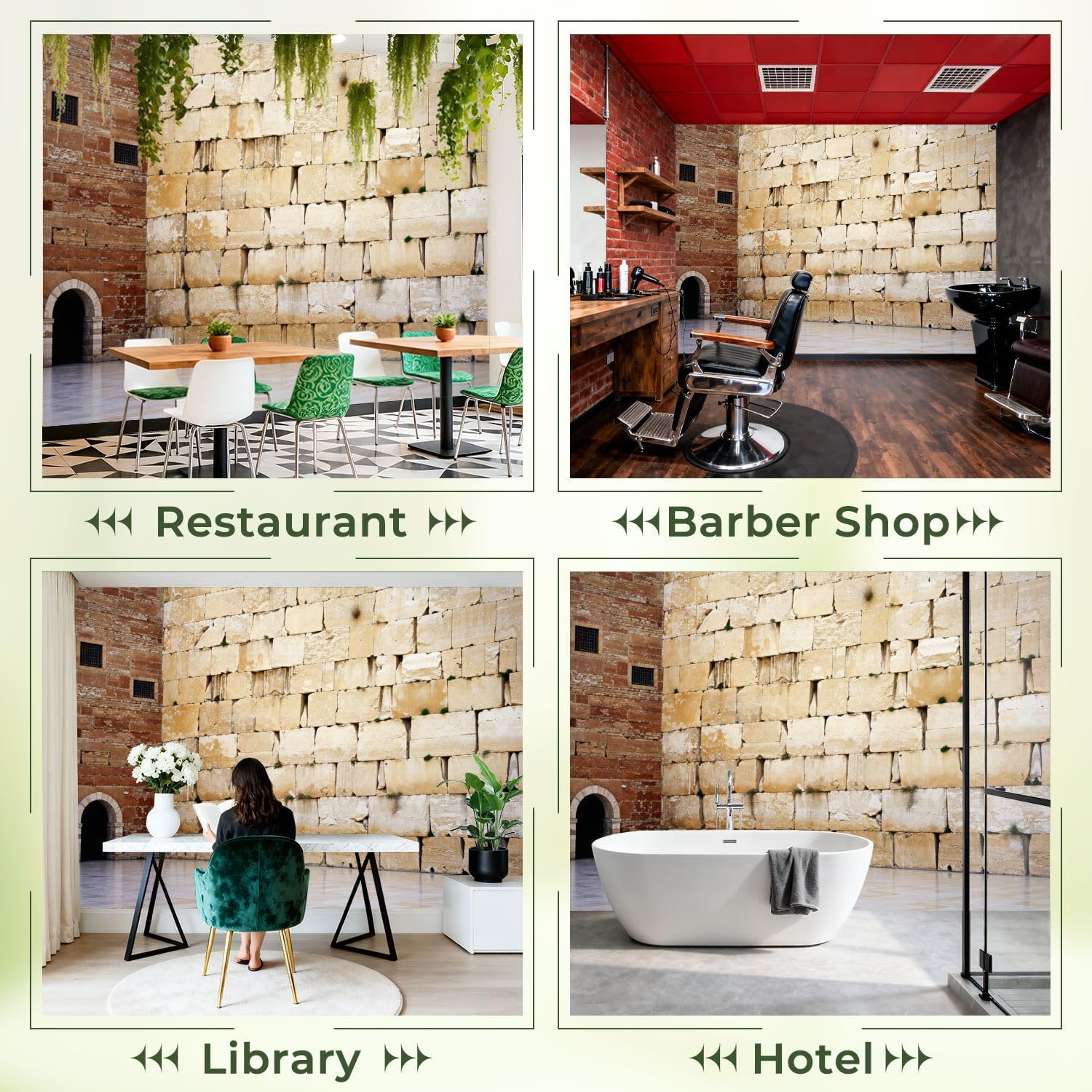 Peel and Stick Wallpaper Removable Mural for Bedroom Western Wailing Wall Kotel Empty Jerusalem City Textured Vinyl Wallpaper Renter Friendly Adhesive Wall Stickers & Murals