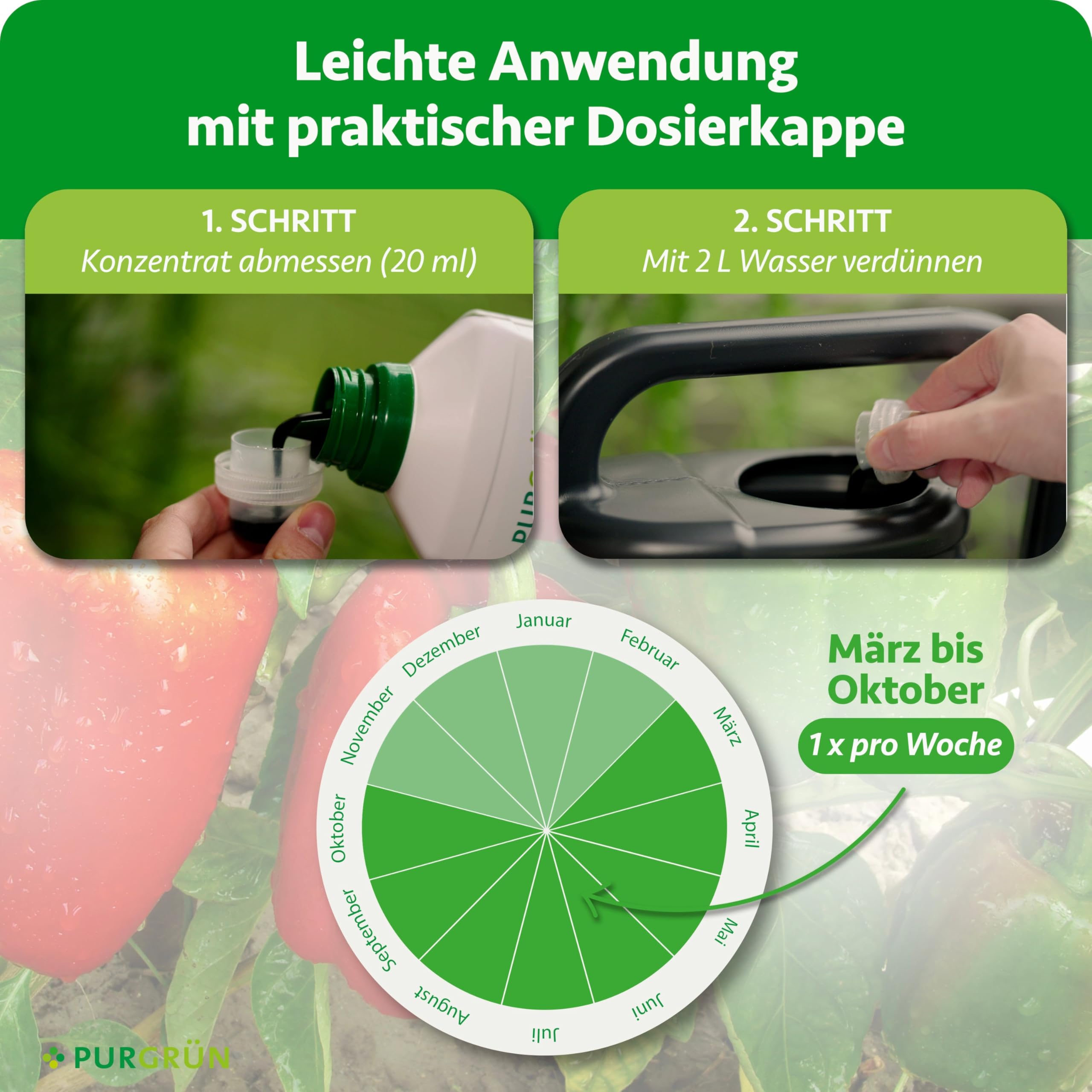 Bio-Paprika-Dünger 1 Liter – Aromatische Paprikaschoten dank Spezial-Rezeptur – Premium-Dünger für den biologischen Anbau – Ohne tierische Inhaltsstoffe – Konzentrat für 100 Liter Wasser