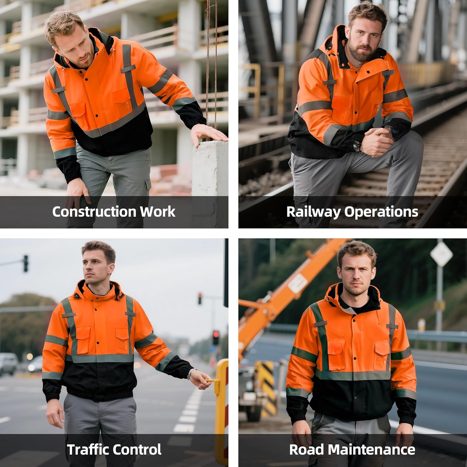 Hi Vis Safety Jackets for Men Waterproof Class 3 Reflective Construction Jacket for Winter Bomber Jacket - Image 4