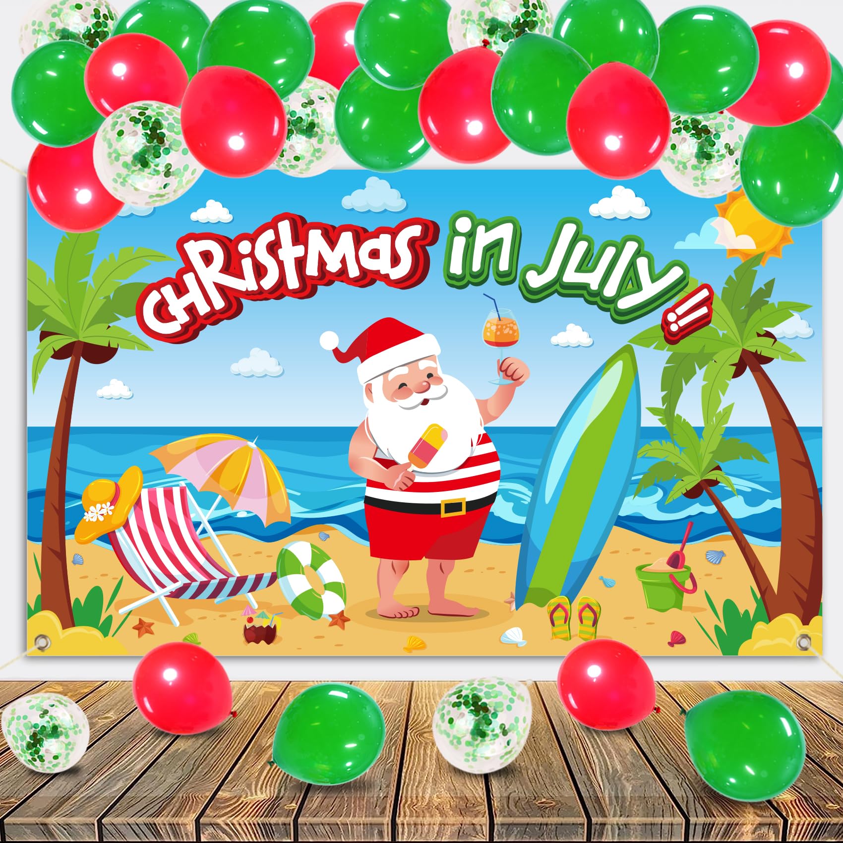 Christmas In July Party Decorations Large Photo Backdrop 38pcs Latex Christmas In July Party Decorations Large Photo Backdrop 38pcs Latex