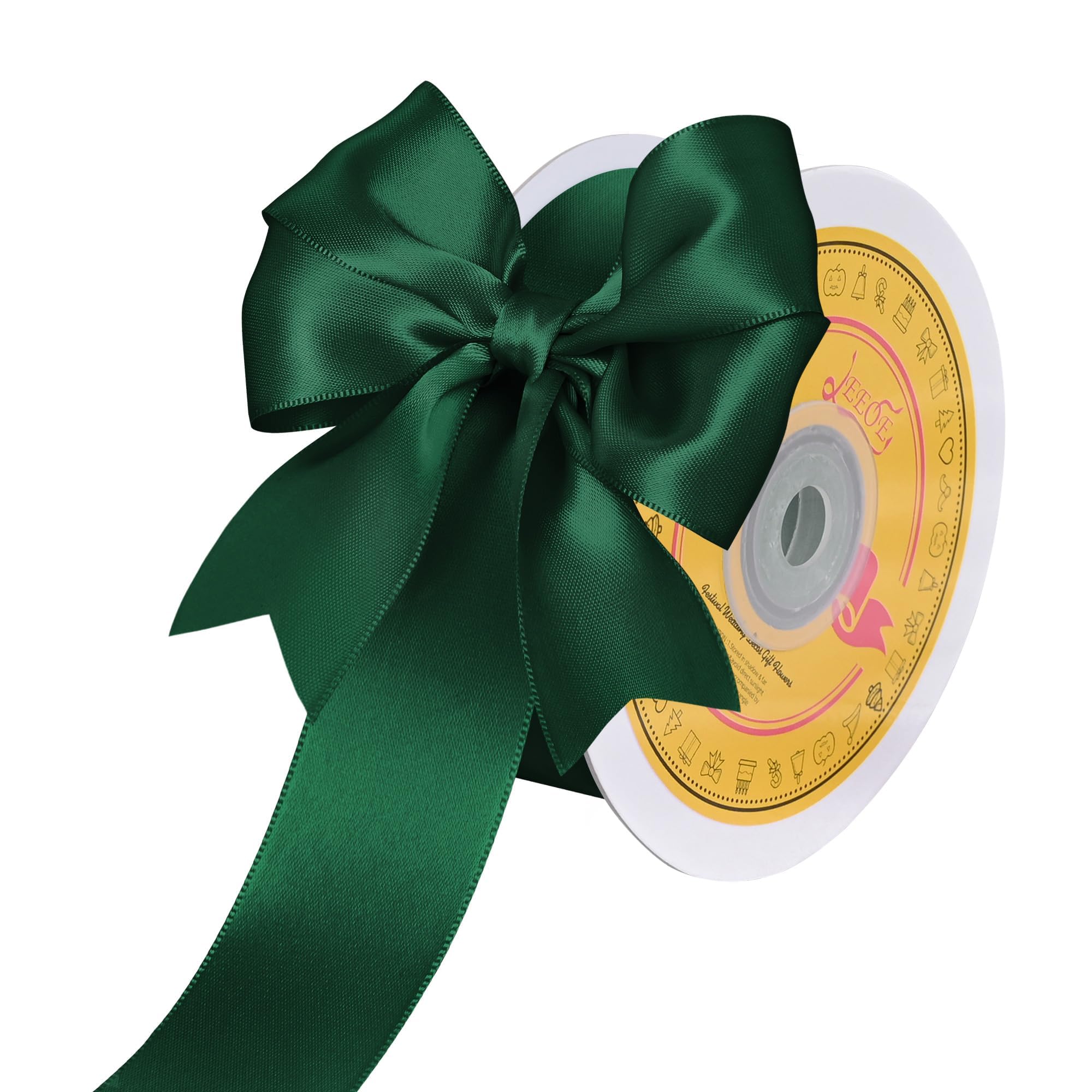 Double Face Spruce Green Satin Ribbon 1-1/2 inch X 25 Yards Polyester Green Ribbon for Gift Wrapping Very Suitable for Weddings Party Hair Bow Invitation Decorations and More