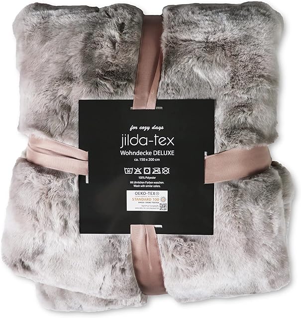Koc do salonu o wyglądzie futra króliczego Deluxe 750 g/m², koc futrzany 150 x 200 cm, koc ze sztucznego futra (futro norek)