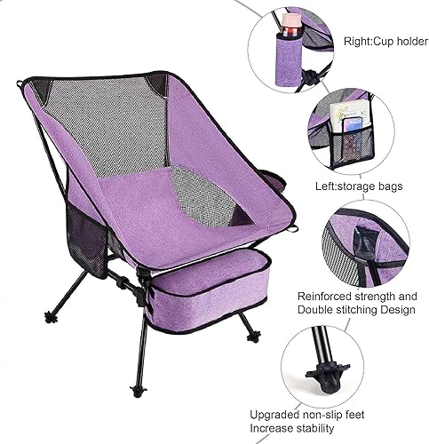 Miniatura 4 de Sillas de pesca, silla de campamento al aire libre, ultraligera, compacta, portátil, plegable, sillas de mochilero, tela catiónica para playa,