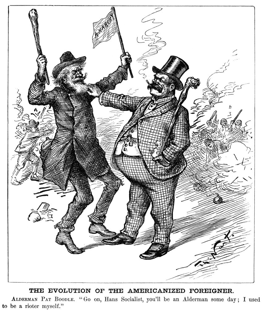 Cartoon Anarchist 1886NThe Evolution Of The Americanized Foreigner Alderman Pat Boodle Go On Hans Socialist YouLl Be An Alderman Some Day I Used To Be A Rioter Myself An Irish-American Alderman Predic